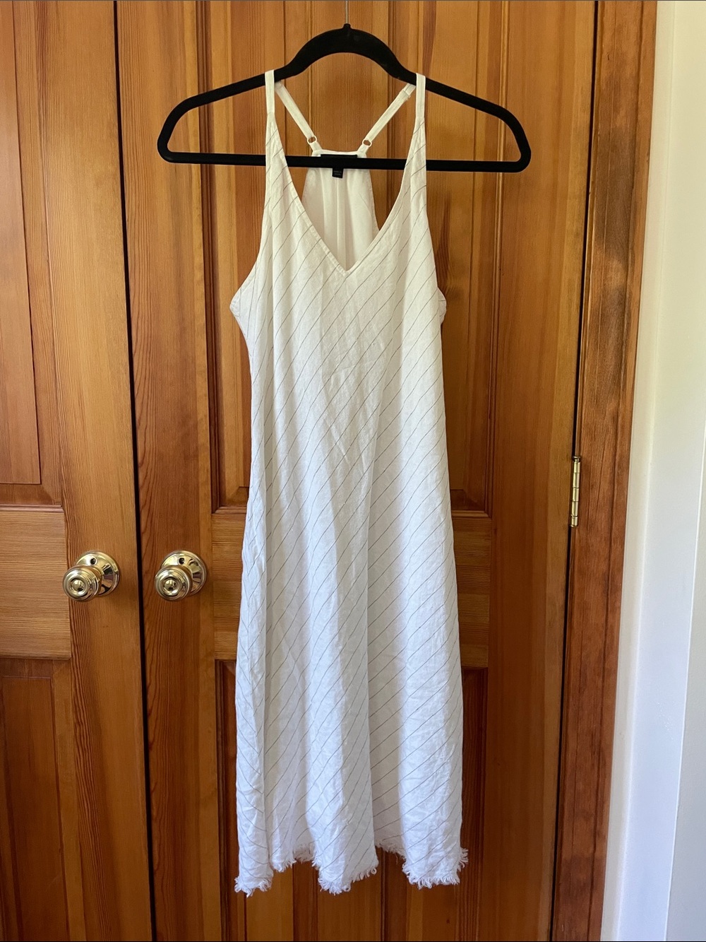 ATM Anthony Thomas Melillo White V-Neck Strappy Midi Dress